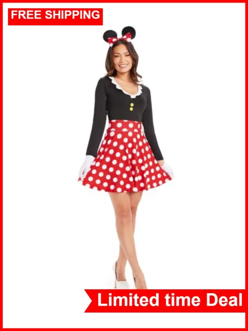 Tipsy Elves Women's Halloween Mouse Costume Dress with Ears & Gloves